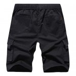APTRO Cotton Cargo Shorts Elastic Waistband Relaxed Fit Summer Casual Shorts with Drawstring