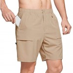 BALEAF 7 Cargo Shorts for Men Lightweight Stretchy Elastic Waist Quick Dry Shorts with Zip Pockets Hiking Fishing