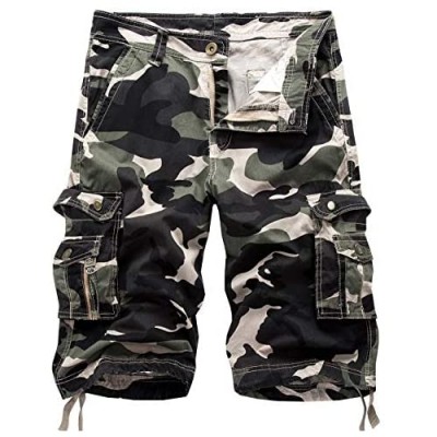 chouyatou Men's Active Normal Waist Loose Multi-Pocket Versatile Twill Cargo Shorts