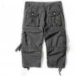 Hakjay Mens 3/4 Long Cargo Shorts Below Knee Shorts Capri Pants