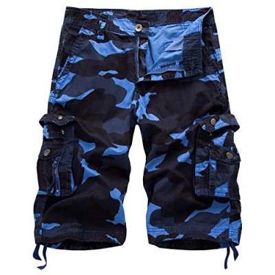IDEALSANXUN Men's Casual Loose Fit Multi-Pockets Military Cargo Shorts