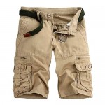 Men's Lightweight Multi Pocket Casual Cargo Shorts with No Belt