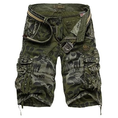 SHDIBA Mens Causal Camoflage Cargo Shorts Cotton Multi Pocket Sports-Wear