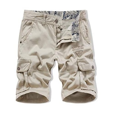 XIONG TAI Men's Stretch Cargo Shorts Relaxed Fit Multi-Pockets Casual Work Outdoor Khaki Camo Shorts with Straight Leg