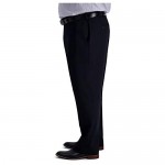 Haggar Men's B&T Iron Free Premium Khaki Classic Fit Flat Front Expandable Waist Pant
