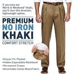 Haggar Men's Big & Tall Premium No Iron Heather Classic Fit Expandable Waist Plain Front Pant