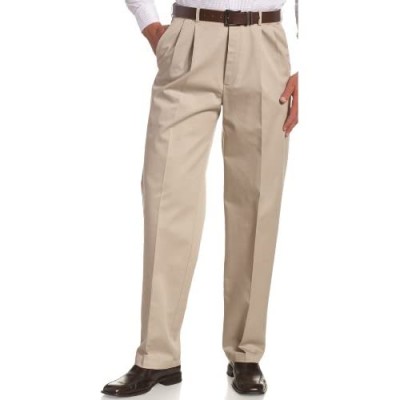 Haggar Men's Work-to-Weekend No-Iron Pleat-Front Pant with Hidden Expandable Waist