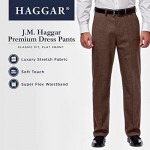 J.M. Haggar Men's Sharkskin Superflex Waist Flat Front Dress Pant