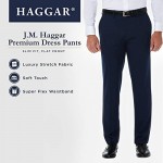 J.M. Haggar Men's Stretch Superflex Waist Slim Fit Flat Front Dress Pant