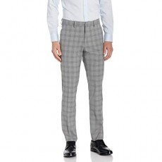 Kenneth Cole REACTION Men's Stretch Traditional Plaid Slim Fit Flat Front Flex Waistband Dress Pant