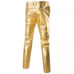 ZEROYAA Mens Night Club Metallic Gold Suit Pants/Straight Leg Trousers