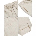 COOFANDY Men's Casual Linen Pants Elastic Waist Drawstring Cotton Trousers