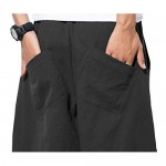 PERDONTOO Men's Linen Cotton Loose Fit Casual Lightweight Elastic Waist Summer Pants