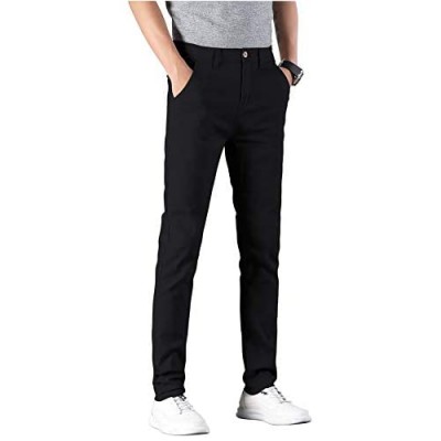 Plaid&Plain Men's Skinny Stretchy Khaki Pants Colored Pants Slim Fit Slacks Tapered Trousers