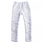 Youhan Men's Fitted Elastic Waistband Cotton Linen Pants with Drawstring