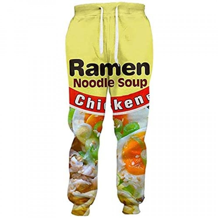 3D Ramen Chicken Noodle Soup Beef Pant Food Funny Trousers Men Women Cotton Novelty Pants