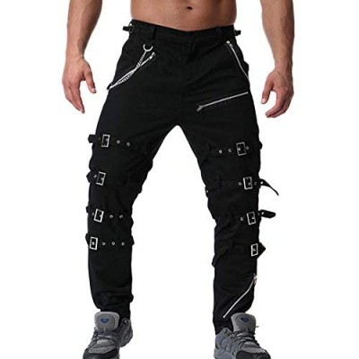AKARMY Men's Fashion Hiphop Rock Punk Gothic Sport Hiking Riding Casual Cargo Pants