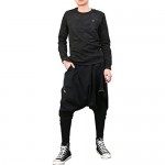 ellazhu Men Black Fashion Drop Crotch Loose Casual Yoga Harem Long Pants GYM161 A