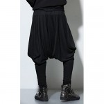 ellazhu Mens Baggy Pants Elastic Waist Black Harem Pants for Men Yoga Trouser Joggers GYM22 A
