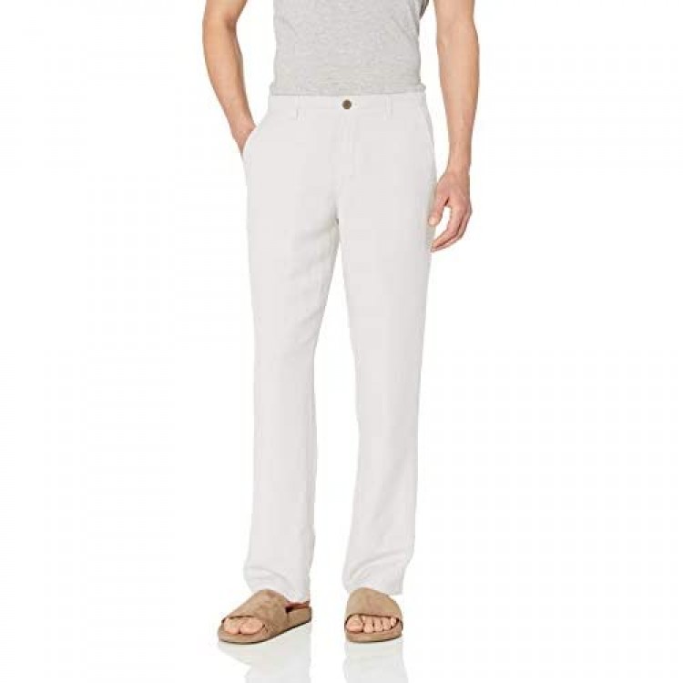 Essentials Men's Classic-fit Flat-Front Linen Pant