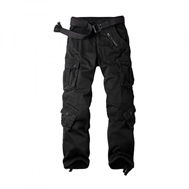 OCHENTA Men's Casual Military Cargo Pants 8 Pockets Work Combat Outdoor Trousers