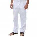 PURE COTTON Men Casual Beach Trousers Cotton Elastic Waistband Summer Pants