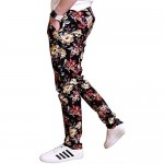 QZH.DUAO EMAOR Floral Printed Casual Pants Slim Fit Flower Trousers for Men