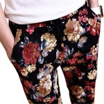 QZH.DUAO EMAOR Floral Printed Casual Pants Slim Fit Flower Trousers for Men
