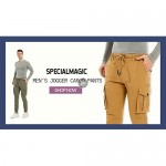 SPECIALMAGIC Men's Cargo Joggers Pants Tapered Slim Fit Work Stretch Twill Trousers with Pockets