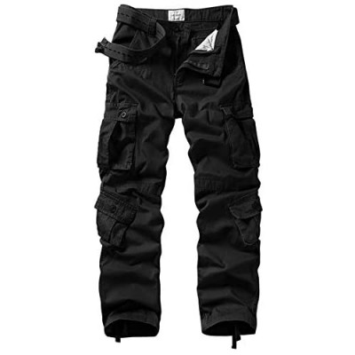 TRGPSG Men's Military Tactical Cargo Pants Casual Outdoor Relaxed Fit Combat Work Trousers with 9 Pockets