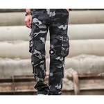 zeetoo Mens Relaxed-Fit Cargo Pants Multi Pocket Military Camo Combat Work Pants