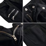 LONGBIDA Men's Moto Biker Slim fit Denim Skinny Jeans with Multi Pockets