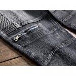 LONGBIDA Men's Moto Designer Jeans Slim Fit Straight Leg Denim Pants