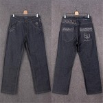 Ruiatoo Men's Baggy Jeans Classic Plain Loose Hip Hop Pants Dance Black Jeans Denim