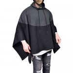 Demetory Men's Oversized Batwing Sleeves Hooded Poncho Cape