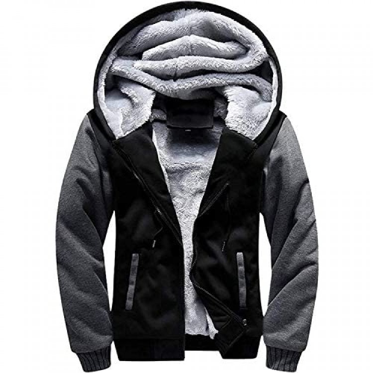 GEEK LIGHTING Hoodies for Men Heavyweight Fleece Sweatshirt - Full Zip Up Thick Sherpa Lined