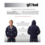 Global Blank Slim Fit Lightweight Zip Up Hoodie Men and Women Hooded Sweatshirt