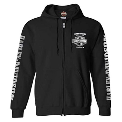 Harley-Davidson Men's Lightning Crest Full-Zippered Hooded Sweatshirt Black