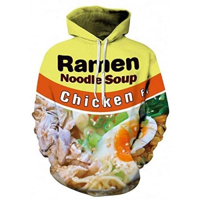 Keasmto 3D Ramen Chicken Noodle Soup Hoodie Beef Sweatshirt for Men Women Cotton Cute