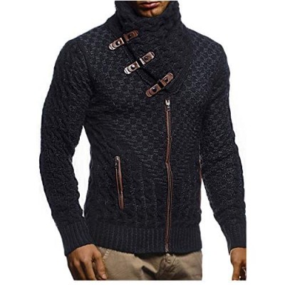 Leif Nelson Men's Knitted Jacket Turtleneck Cardigan Winter Pullover Hoodies Casual Sweaters Jumper LN5340