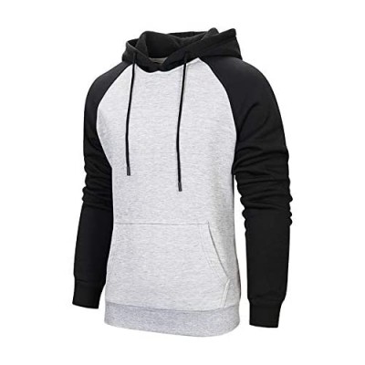 Men's Casual Sweatshirt with Pocket，Contrast Raglan Long-Sleeve Pullover Blend Fleece Hoodie