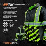 SafetyShirtz SS360 Stealth American Grit Zip UP Hoody - Black - Enhanced Visibility