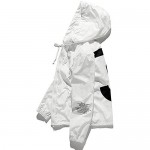 Showlovein Men Waterproof Letter Print Jacket Hip-Pop Long Sleeve Hooded Anti-Sun Hoodie Streetwear(Black White XS-XL)