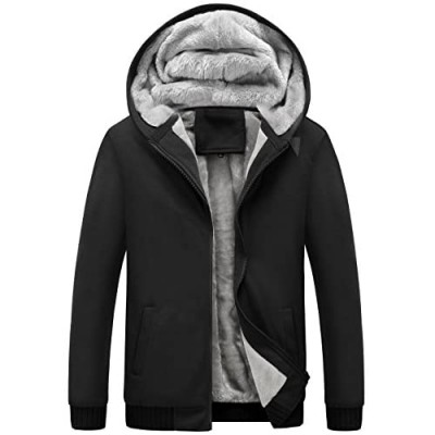 Yeokou Men's Winter Thicken Fleece Sherpa Lined Zipper Hoodie Sweatshirt Jacket