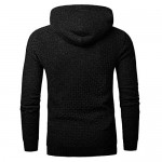 Zaitun Mens Hooded Sweatshirt Long Sleeve Solid Knitted Hoodie Pullover Sweater