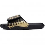 Men's Athletic Adjustable Slide Sandals with Velcro Lightweight Comfort Slip On Sport Slippers
