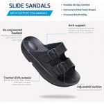 STQ Unisex Womens Mens Arch Support Slides Double Adjustable Buckle Sport Recovery EVA Sandals for Indoor Outdoor
