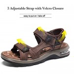 visionreast Mens Leather Sandals Open Toe Outdoor Hiking Sport Sandals Waterproof Summer Beach Shoes with Arch Support