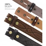 382000 Genuine One Piece Full Grain Leather Hand Tooled Engraved Belt Strap 1-1/2(38mm)