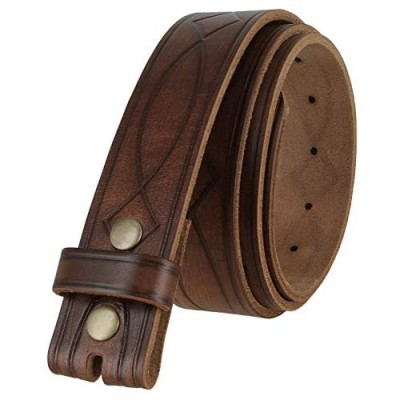 382000 Genuine One Piece Full Grain Leather Hand Tooled Engraved Belt Strap 1-1/2"(38mm)